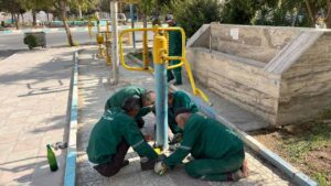 نصب دستگاهای وسایل ورزشی در بوستانهای صباشهر